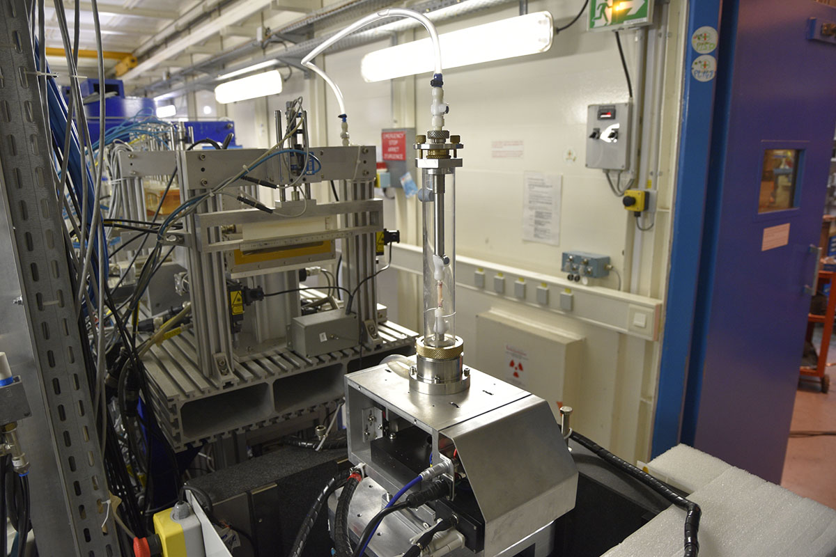 Our tension-inflation device (foreground) in the European Synchrotron Radiation Facility (ESRF)